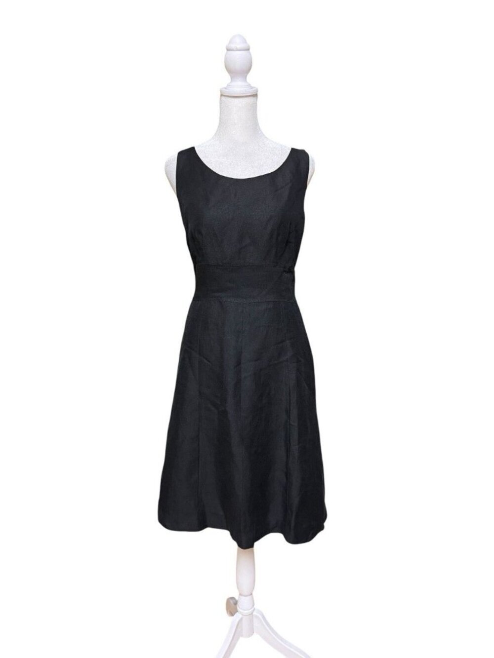Ann Taylor Black Linen Blend Sleeveless Fit Flare Dress Size 4